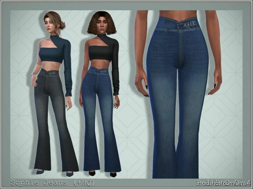 Sims 4 Jeans Clothes Mod: Sophie Jeans (Flared) (Featured)