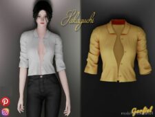 Sims 4 Teen Clothes Mod: Sakaguchi – Short Shirt With Rolled UP Sleeve (Image #2)