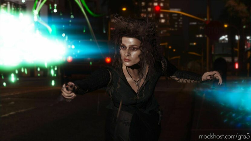 GTA 5 Player Mod: Bellatrix Lestrange From Harry Potter Add-On PED (Featured)