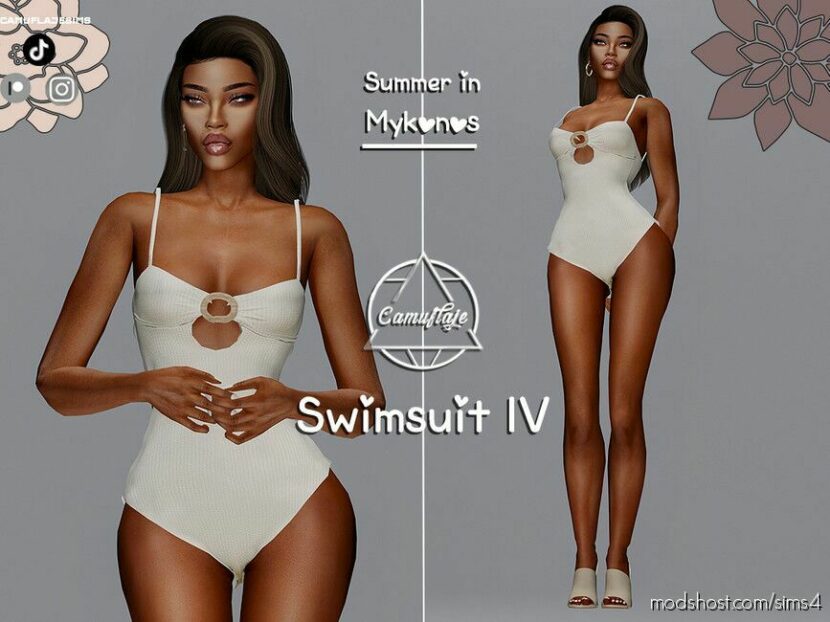 Sims 4 Female Clothes Mod: Summer In Mykonos – Swimsuit IV (Featured)