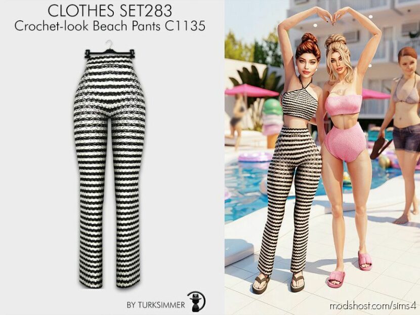 Sims 4 Teen Clothes Mod: Crochet-Look Beach SET283 (Featured)