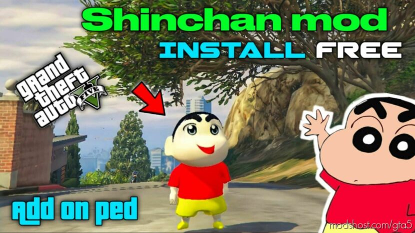 GTA 5 Player Mod: Shinchan Add-On PED (Featured)