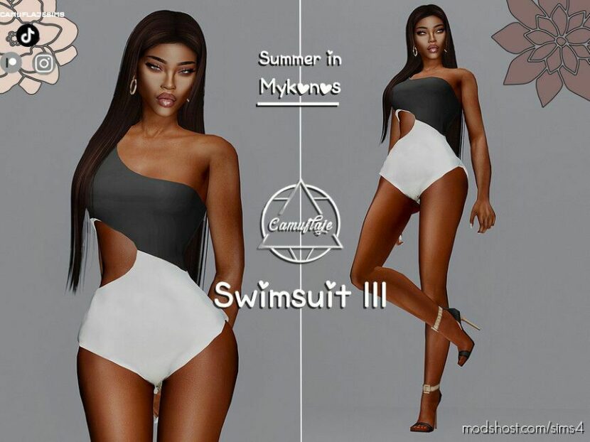 Sims 4 Female Clothes Mod: Summer In Mykonos – Swimsuit III (Featured)