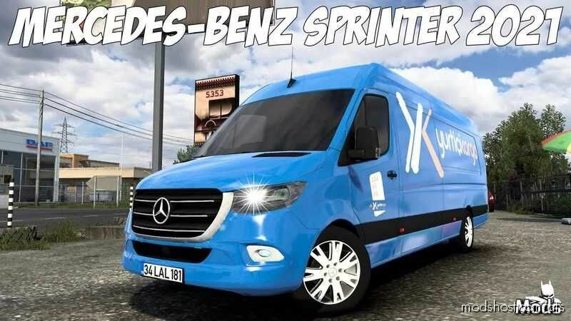 ATS Mercedes-Benz Car Mod: Mercedes Benz Sprinter 2021 + Interior V2.0.1 1.47 (Featured)