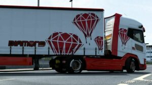 ETS2 DAF Mod: Skin Diamond RED DAF 2021 XG+ & SCS Trailer Curtainsider (Image #2)