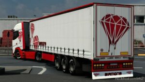 ETS2 DAF Mod: Skin Diamond RED DAF 2021 XG+ & SCS Trailer Curtainsider (Image #3)