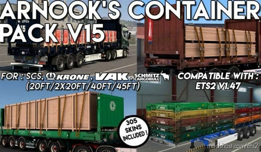 ETS2 Trailer Mod: Arnook’s Container Pack V15 (Featured)