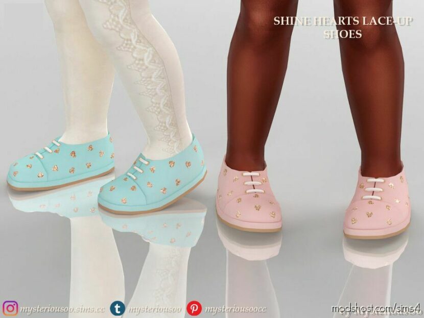 Sims 4 Kid Mod: Shine Hearts Lace-Up Shoes (Featured)