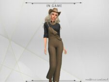 Sims 4 Female Clothes Mod: Bonnie Western Overalls (Image #2)