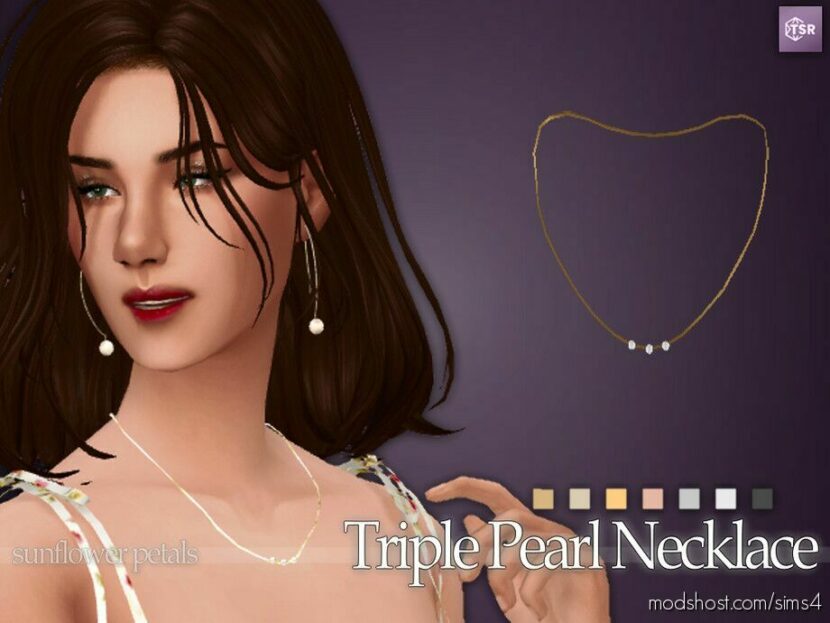 Sims 4 Female Accessory Mod: Triple Pearl Necklace (Featured)