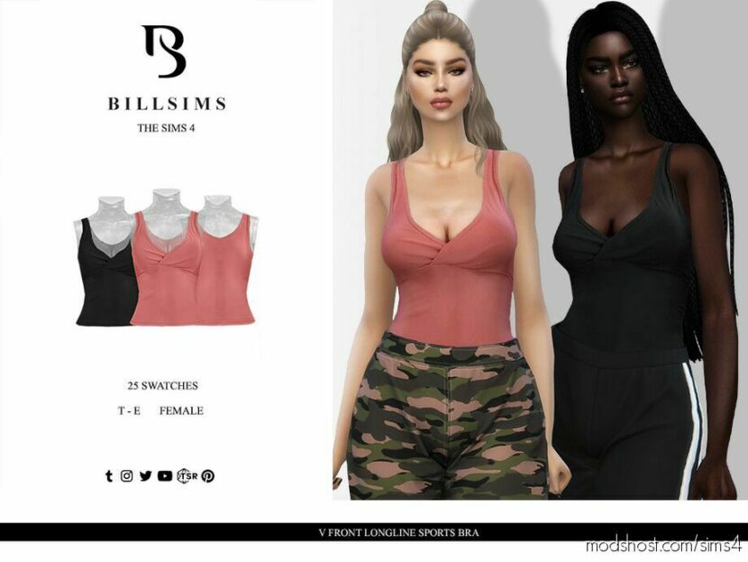 Sims 4 Elder Clothes Mod: V Front Longline Sports BRA (Featured)