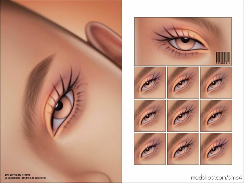 Sims 4 Makeup Mod: Maxis Match 2D Eyelashes | N39 | Unisex (Featured)