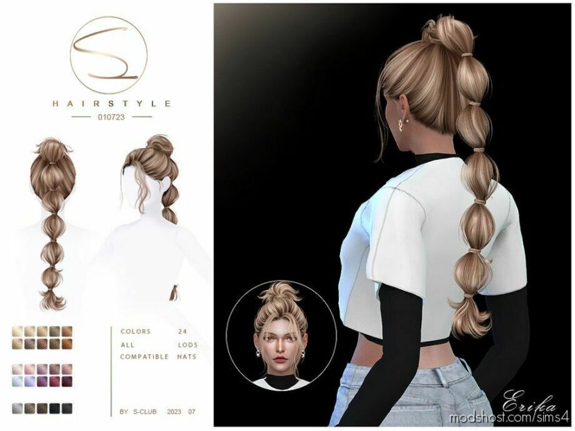 Sims 4 Female Mod: Braid Hairstyle Erika (010723) (Featured)