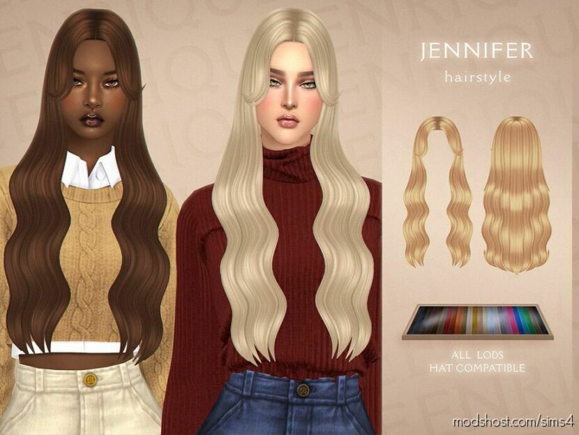 Sims 4 Female Mod: Jennifer Hairstyle (Featured)