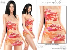 Sims 4 Female Clothes Mod: Split Bodycon Dress MC484 (Featured)