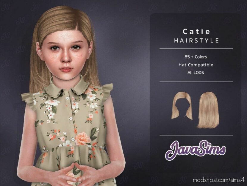 Sims 4 Female Mod: Catie (Child Hairstyle) (Featured)