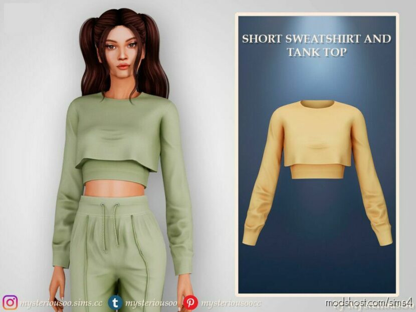 Sims 4 Everyday Clothes Mod: Short Sweatshirt And Tank TOP (Featured)