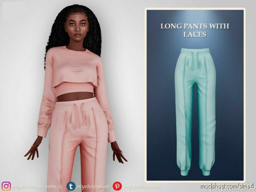 Sims 4 Teen Clothes Mod: Long Pants With Laces (Featured)