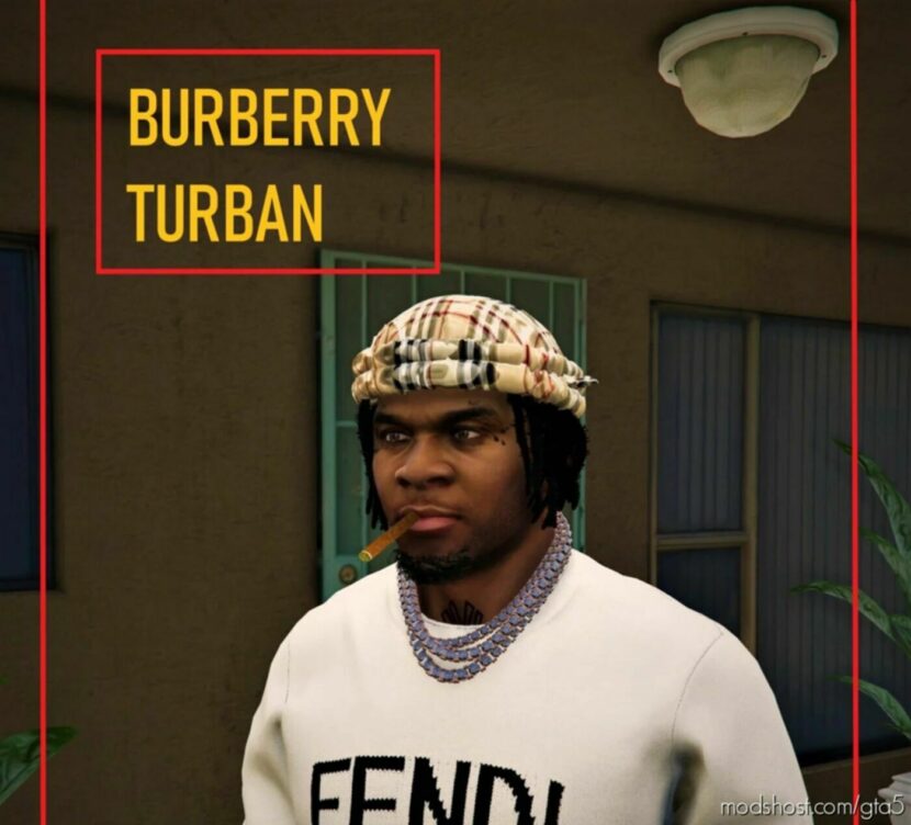 GTA 5 Player Mod: Burberry Turban For Franklin (Featured)