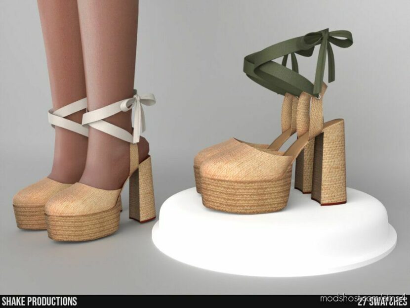 Sims 4 Female Shoes Mod: High Heel Espadrilles - S072306 (Featured)