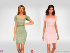 Sims 4 Teen Clothes Mod: Dress With Rhinestone Pattern Adult (Image #2)