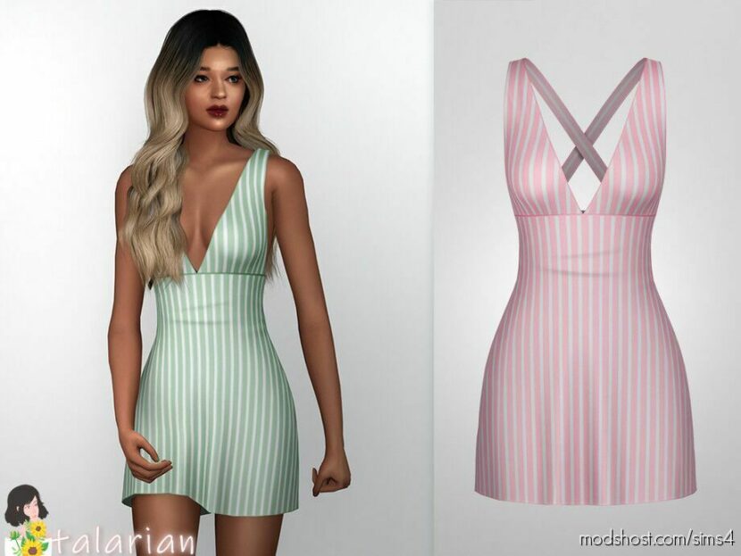 Sims 4 Everyday Clothes Mod: Aspen Striped Dress (Featured)