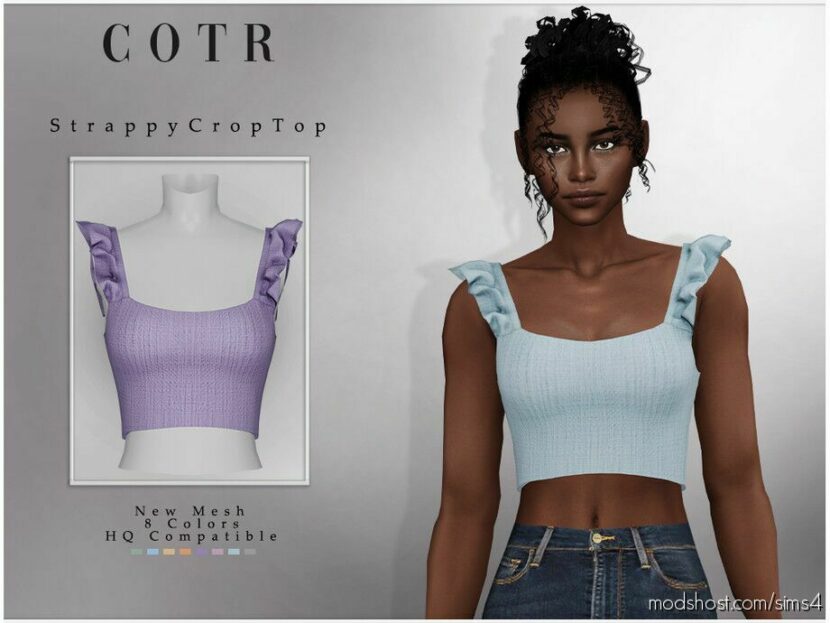 Sims 4 Adult Clothes Mod: Strappy Crop TOP T-470 (Featured)