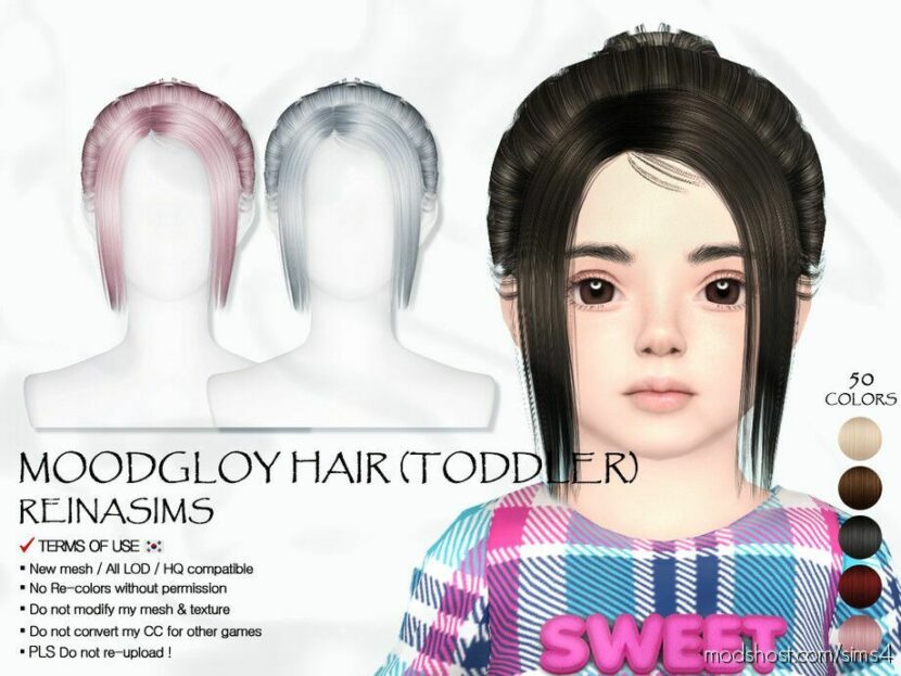 Sims 4 Kid Mod: 74 Moodgloy Hair (Toddler) (Featured)