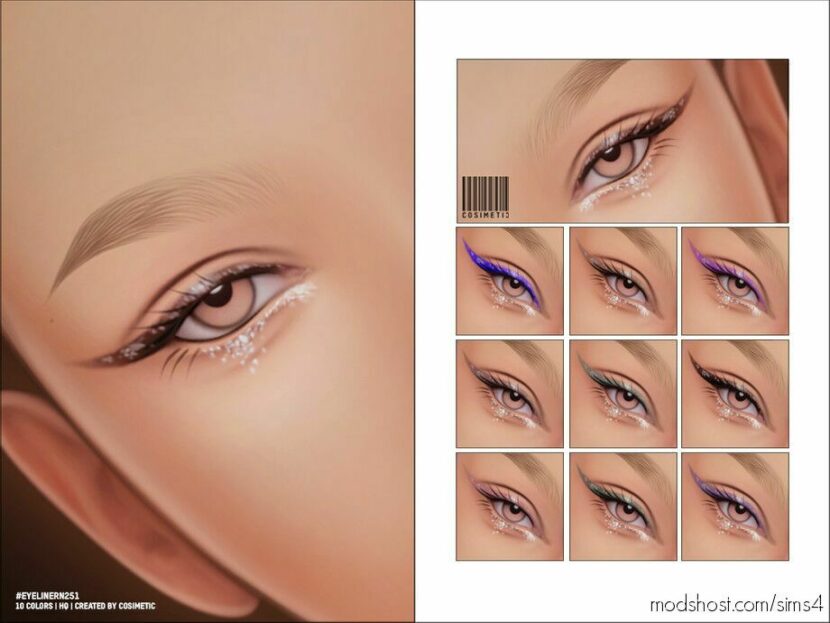 Sims 4 Eyeliner Makeup Mod: Glitter Eyeliner N251 (Featured)