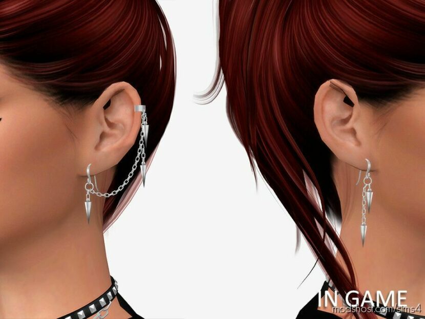 Sims 4 Accessory Mod: Spikes Earrings Left (Featured)