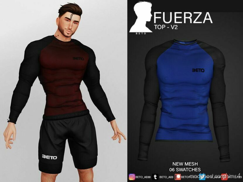 Sims 4 Male Clothes Mod: Fuerza TOP V2 (Featured)