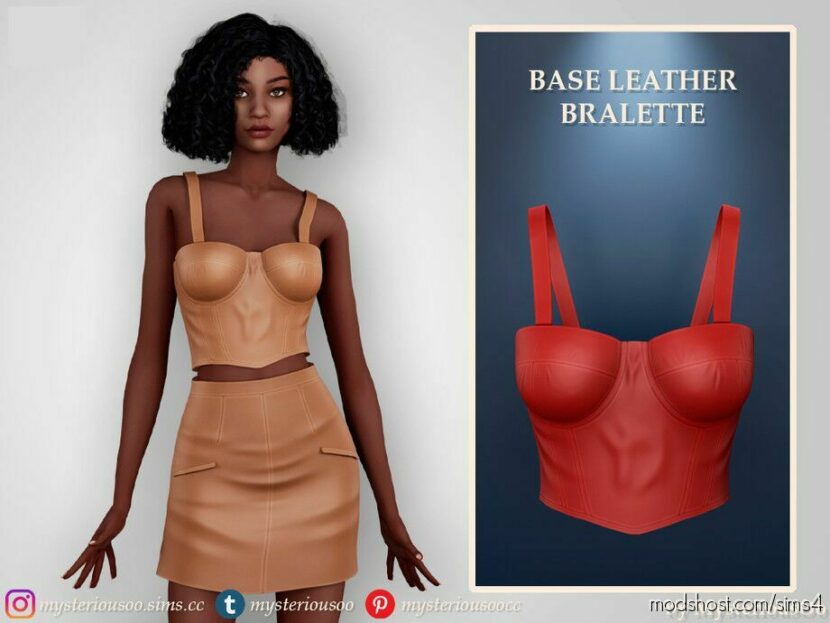 Sims 4 Everyday Clothes Mod: Base Leather Bralette (Featured)