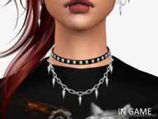 Sims 4 Female Accessory Mod: Punk Spikes Necklace For Woman (Featured)