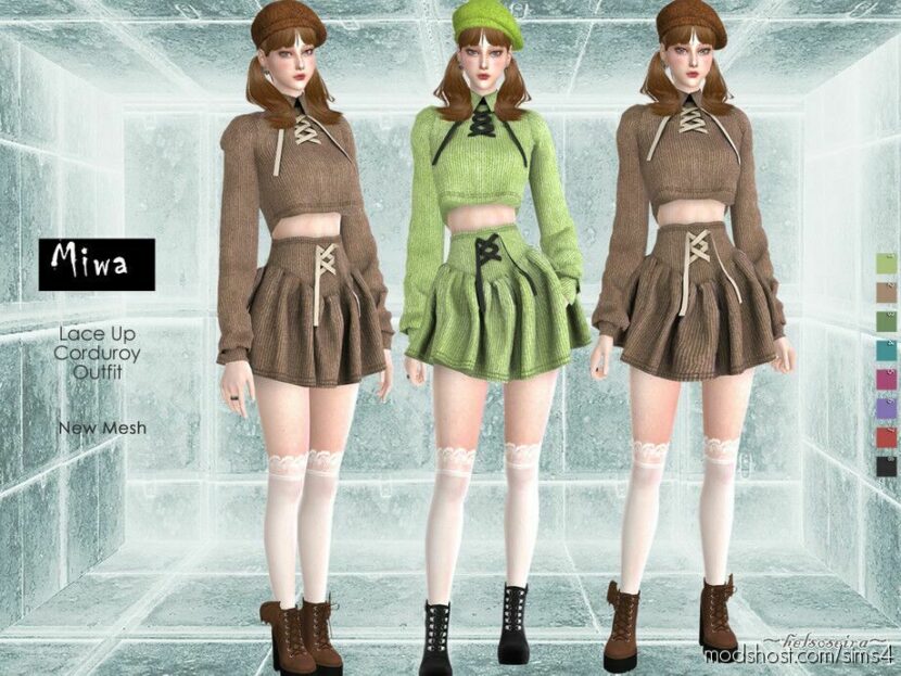 Sims 4 Female Clothes Mod: Miwa – Corduroy Outfit (Featured)