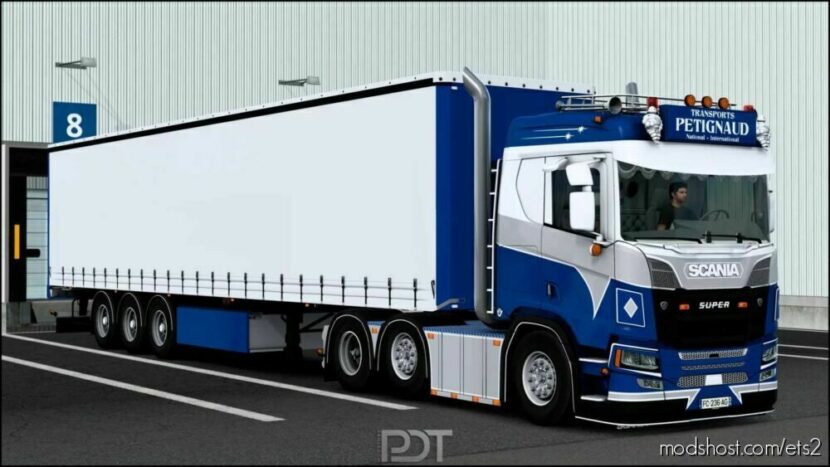 ETS2 Scania Truck Mod: R580 + Trailer Petignaud Transports (Featured)