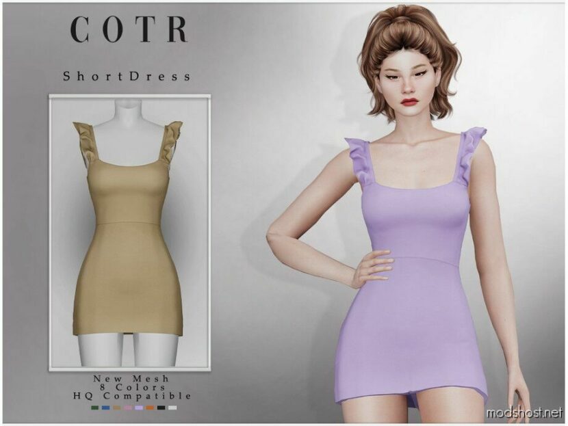 Sims 4 Female Clothes Mod: Short Dress D-256 (Featured)