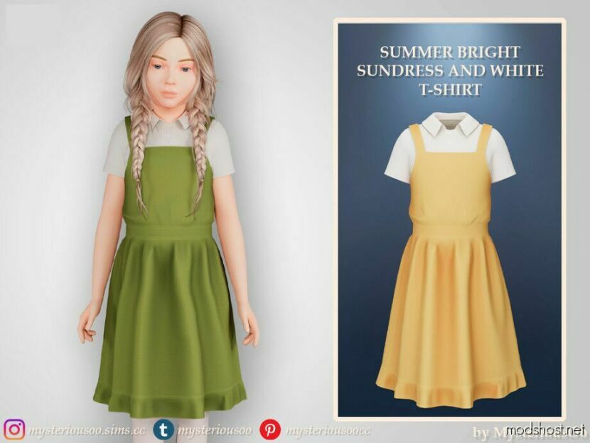 Sims 4 Everyday Clothes Mod: Summer Bright Sundress And White T-Shirt (Featured)