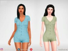 Sims 4 Adult Clothes Mod: Knitted Short Jumpsuit With Buttons (Image #2)