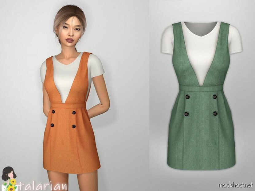 Sims 4 Adult Clothes Mod: Faith Overall Dress (Featured)