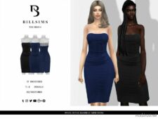 Sims 4 Elder Clothes Mod: Panel Detail Bandeau Midi Dress (Featured)