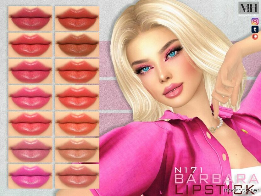 Sims 4 Lipstick Makeup Mod: Barbara Lipstick N171 (Featured)