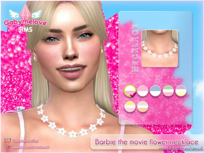 Sims 4 Accessory Mod: Barbie the movie flower necklace (Featured)