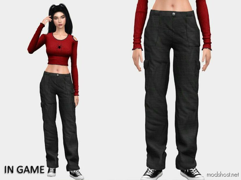 Sims 4 Female Clothes Mod: AF LOW Cargo Jeans (Featured)