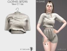 Sims 4 Female Clothes Mod: T-shirt & Shorts – SET295 (Image #2)