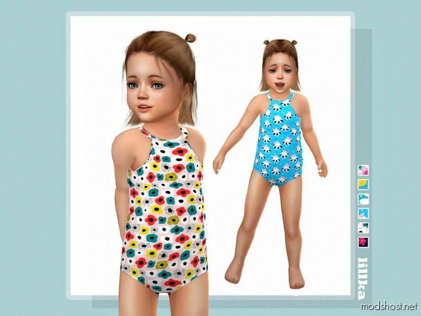 Sims 4 Kid Clothes Mod: Toddler Swimsuit P26 (Featured)