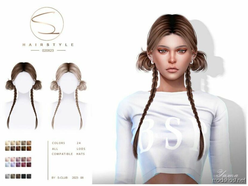 Sims 4 Female Mod: Double Long Braids Hairstyle (Linda020823) (Featured)