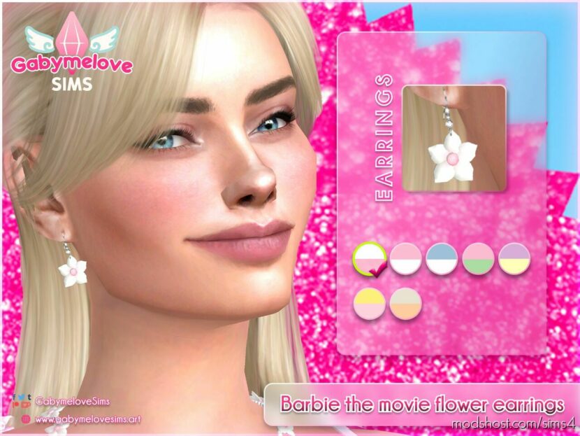 Sims 4 Accessory Mod: Barbie the movie flower earrings (Featured)