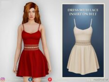 Sims 4 Dress Clothes Mod: With Lace Insert ON Belt (Featured)