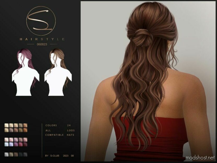 Sims 4 Female Mod: Long Wawy Hairstyle (Ariel 060823) (Featured)