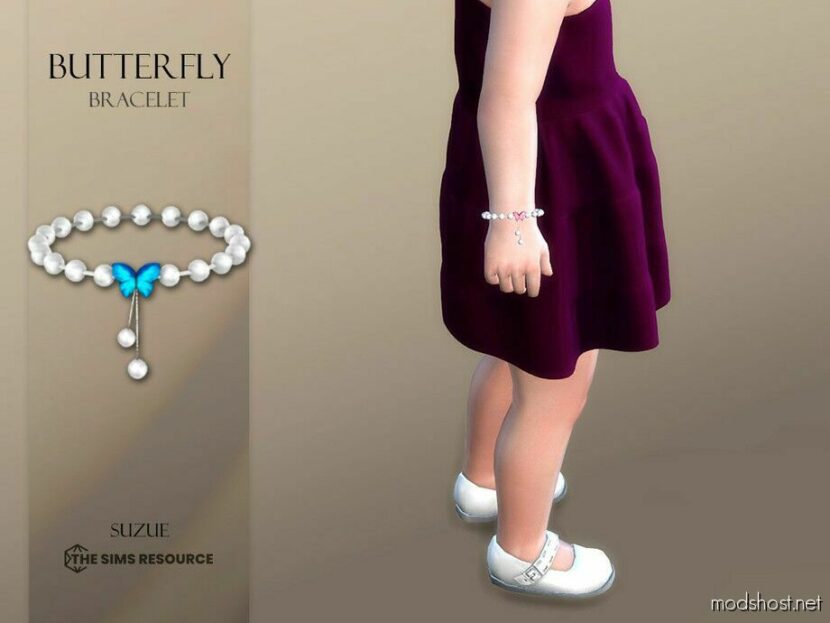 Sims 4 Female Accessory Mod: Butterfly Bracelet Toddler (Featured)